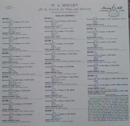 Wolfgang Amadeus Mozart : All The Concerti For Piano And Orchestra - Excluding The Double And Triple Concerti (12xLP + Box, Comp)