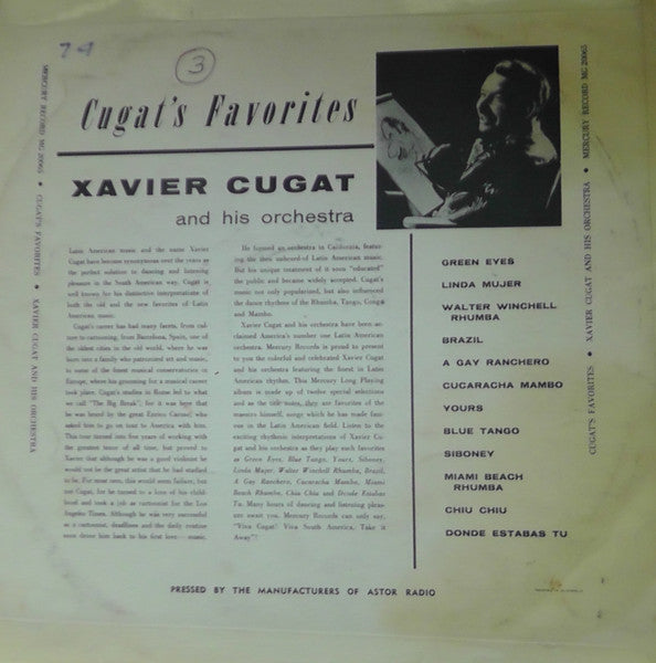 Xavier Cugat And His Orchestra : Cugat's Favorites (LP, Album, Mono)