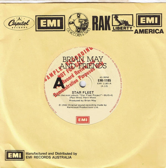 Brian May And Friends* : Star Fleet (7", Single, Promo)