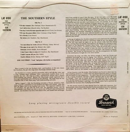 Jeri Southern : The Southern Style (LP, Album, Mono)
