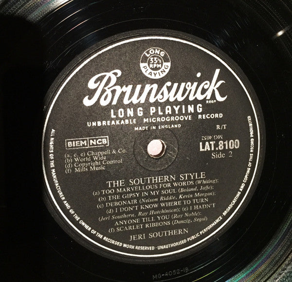Jeri Southern : The Southern Style (LP, Album, Mono)