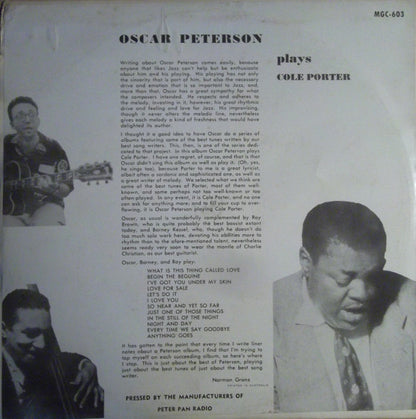 Oscar Peterson : Oscar Peterson Plays Cole Porter (LP, Album, Mono)