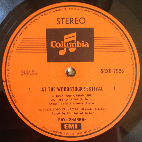 Ravi Shankar : At The Woodstock Festival (LP)