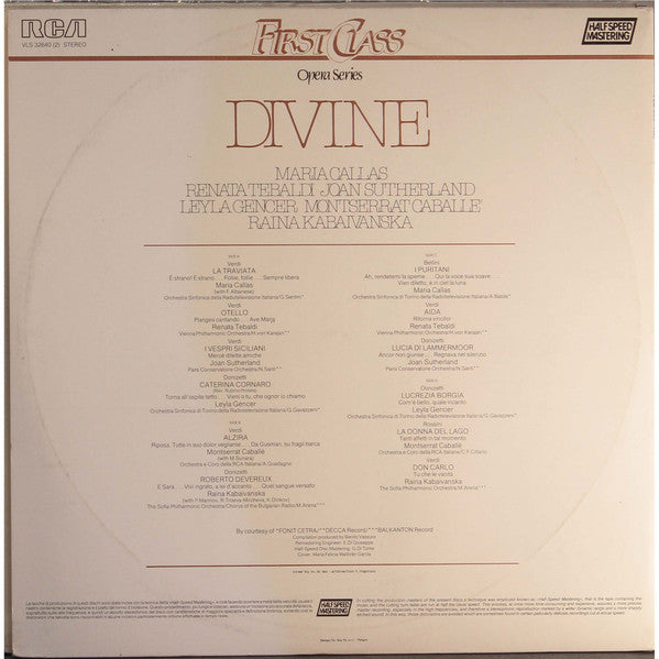 Maria Callas, Renata Tebaldi, Joan Sutherland, Leyla Gencer, Montserrat Caballé, Raina Kabaivanska : Divine (2xLP, Comp)