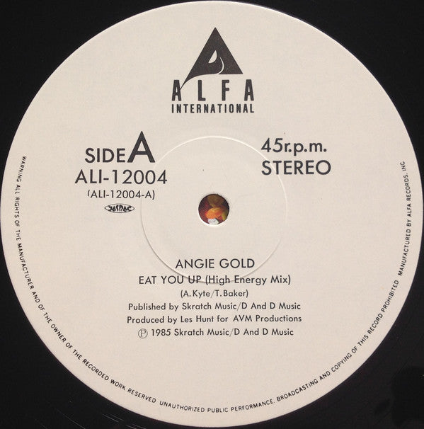 Angie Gold = アンジー・ゴールド* : Eat You Up = 素敵なハイエナジー・ボーイ (12", Single)