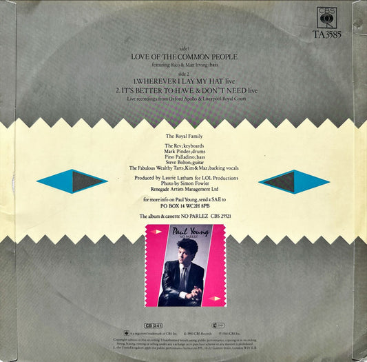 Paul Young : Love Of The Common People (Extended Club Mix) (12")