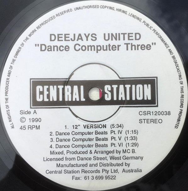 Deejays United : Dance Computer Three (12", Single)