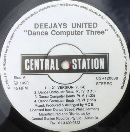 Deejays United : Dance Computer Three (12", Single)