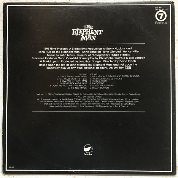 John Morris : The Elephant Man (Original Motion Picture Soundtrack) (LP, Album, Gat)