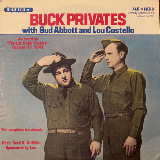 Abbott & Costello : Buck Privates with Bud Abbott and Lou Costello (LP, Album, Mono)