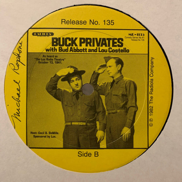 Abbott & Costello : Buck Privates with Bud Abbott and Lou Costello (LP, Album, Mono)