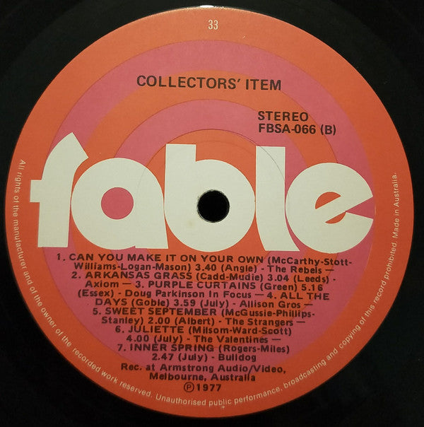 Various : Collector's Item - Rare And Early Tracks By Some Outstanding Australian Contemporary Musicians (LP, Comp)
