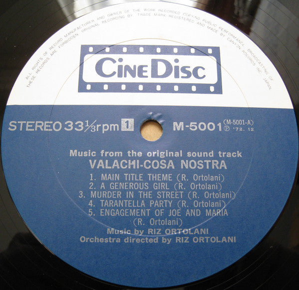 Riz Ortolani : バラキ = Valachi - "Cosa Nostra" (LP, Album)