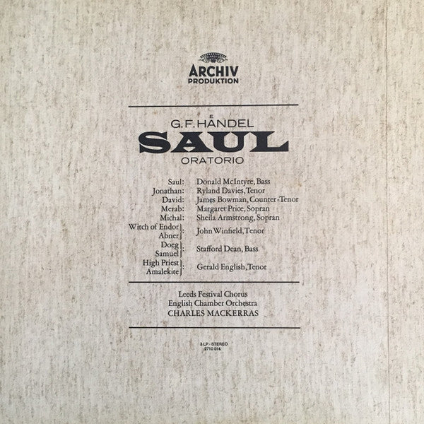 Georg Friedrich Händel, Charles Mackerras*, Leeds Festival Chorus /  English Chamber Orchestra : Saul (3xLP + Box)