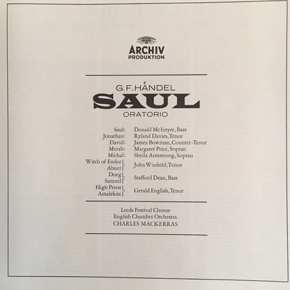 Georg Friedrich Händel, Charles Mackerras*, Leeds Festival Chorus /  English Chamber Orchestra : Saul (3xLP + Box)