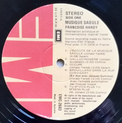 Françoise Hardy : Musique Saoule (LP, Album)