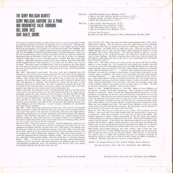 Gerry Mulligan Quartet : The Gerry Mulligan Quartet (LP, Album, Club, RE, Gat)