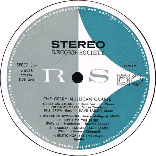 Gerry Mulligan Quartet : The Gerry Mulligan Quartet (LP, Album, Club, RE, Gat)