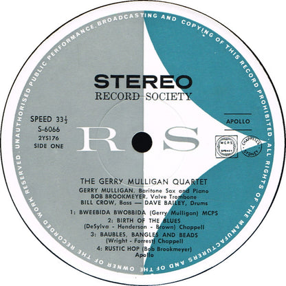 Gerry Mulligan Quartet : The Gerry Mulligan Quartet (LP, Album, Club, RE, Gat)