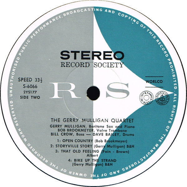 Gerry Mulligan Quartet : The Gerry Mulligan Quartet (LP, Album, Club, RE, Gat)
