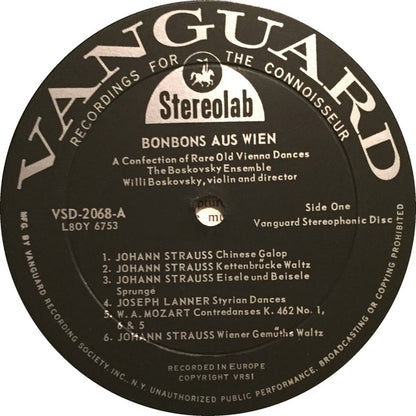 The Boskovsky Ensemble, Willi Boskovsky : Vienna Bonbons: A Confection Of Rare Old Vienna Dances (LP)