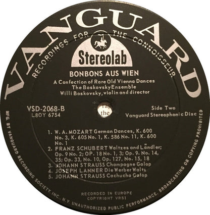The Boskovsky Ensemble, Willi Boskovsky : Vienna Bonbons: A Confection Of Rare Old Vienna Dances (LP)