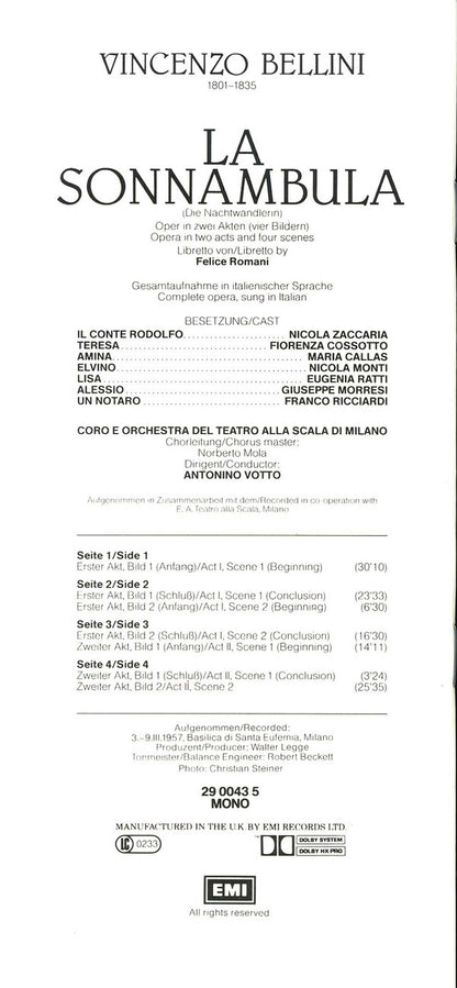 Bellini*, Callas* : La Sonnambula (2xCass + Box)