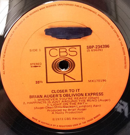 Brian Auger's Oblivion Express : Closer To It (LP, Album)