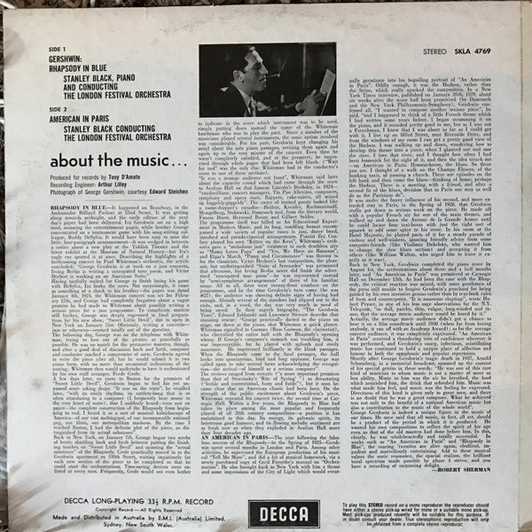 George Gershwin - Stanley Black , Piano And Conducting The London Festival Orchestra : Rhapsody In Blue / American In Paris (LP, RE)