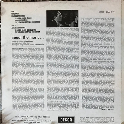 George Gershwin - Stanley Black , Piano And Conducting The London Festival Orchestra : Rhapsody In Blue / American In Paris (LP, RE)