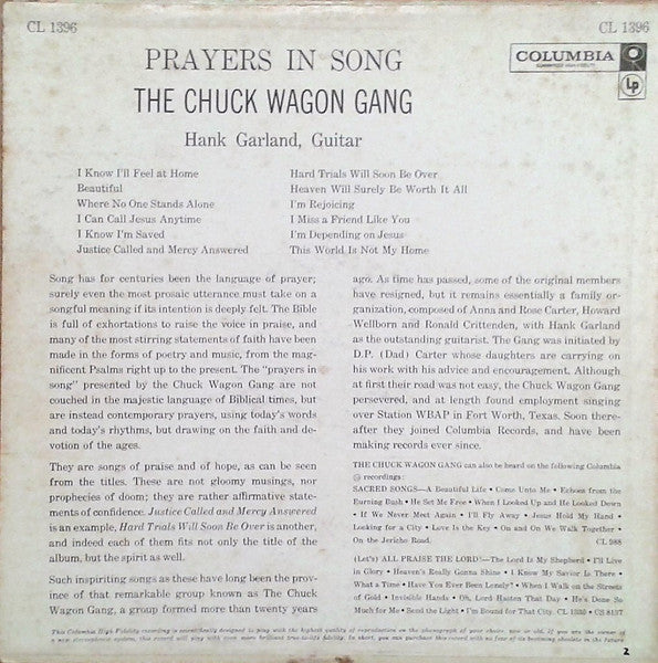 Chuck Wagon Gang : Prayers In Song (LP, Mono)
