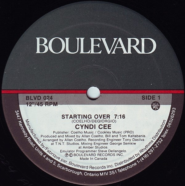 Cyndi Cee : Starting Over (12")