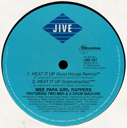 The Wee Papa Girl Rappers* Featuring 2 Men And A Drum Machine* : Heat It Up (12")