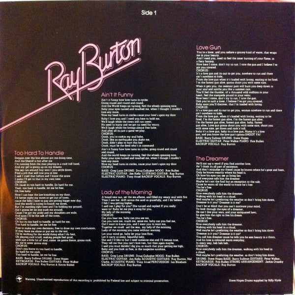 Ray Burton (2) : Dreamers And Nightflyers (LP, Album, Gat)