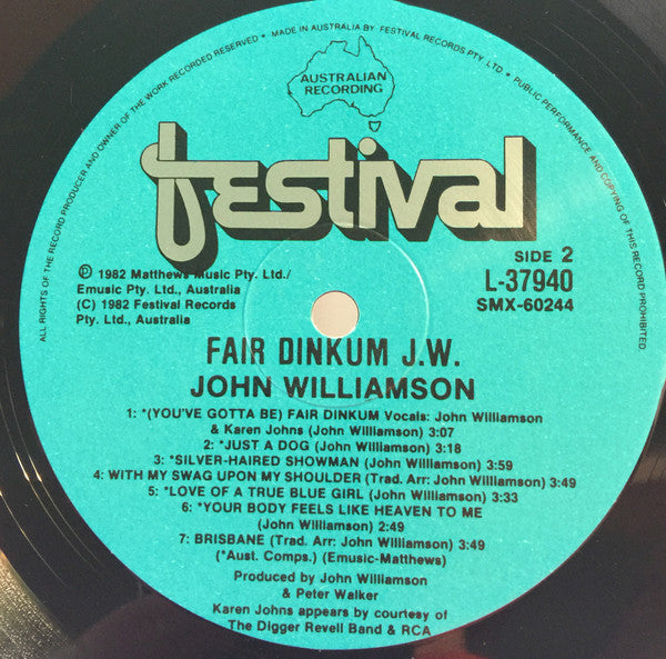 John Williamson : Fair Dinkum J.W. (LP, Album)