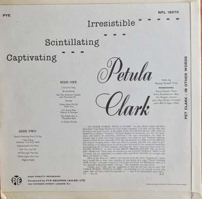 Petula Clark : In Other Words (LP, Album, Mono)