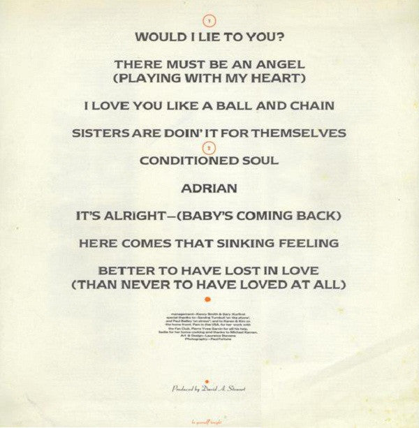 Eurythmics : Be Yourself Tonight (LP, Album)