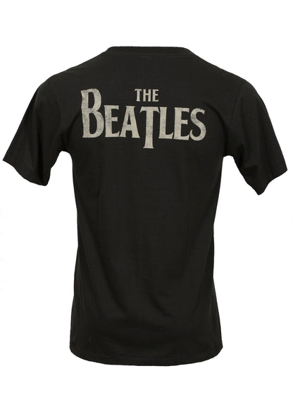 black cotton t-shirt with beatles logo on back