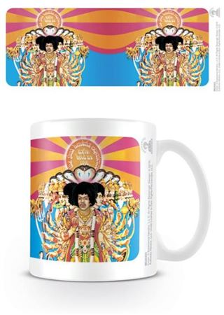White ceramic coffee or tea mug with Jimi Hendrix Axis Bold As Love album cover print