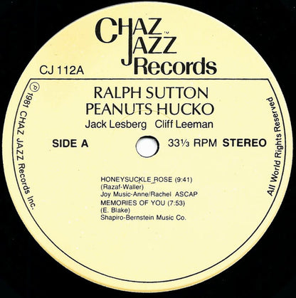 Ralph Sutton (2), Peanuts Hucko, Jack Lesberg, Cliff Leeman : The Big Noise From Wayzata (LP)