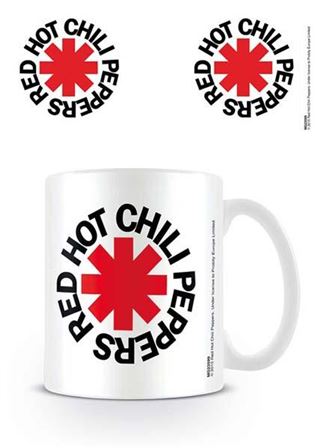 White ceramic coffee or tea mug with the Red Hot Chilli Peppers logo print