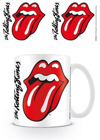 White ceramic coffee or tea mug with the Rolling Stones Lips artwork print