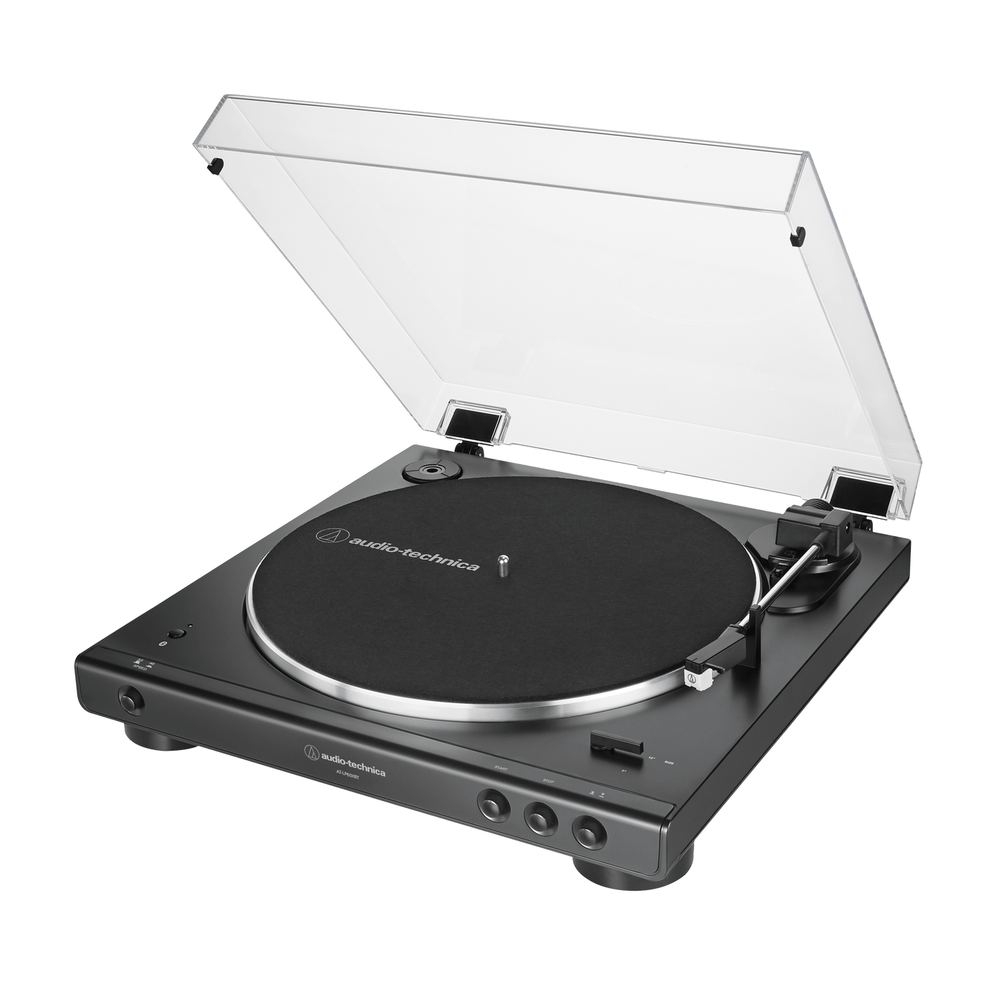 audio technica LP60xbt usb and bluetooth turntable in black with lid open